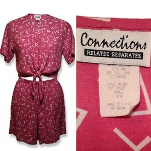 Hot Pink Vintage 80s Co-Ord Two Piece Set| Size S/M